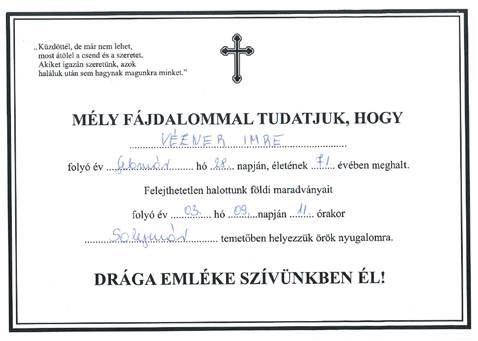 Vézner Imre temetés